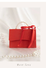 Load image into Gallery viewer, 10PCS Personalized Wedding Favor Gift Boxes – Elegant Candy Boxes with Ribbon & Custom Tags (Beige, Pink, Blue, Red Options)