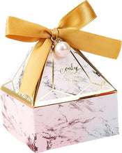 Load image into Gallery viewer, Creative Deluxe Pearl Candy Boxes – Wedding, Birthday & Holiday Favors, Paper Box with Ribbon (3.35in x 3.35in x 4.53in)