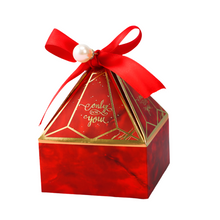 Load image into Gallery viewer, Creative Deluxe Pearl Candy Boxes – Wedding, Birthday & Holiday Favors, Paper Box with Ribbon (3.35in x 3.35in x 4.53in)