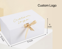 Load image into Gallery viewer, 50PCS Custom Gift Boxes with Ribbon – Flip-Top Luxury Packaging with Logo Foil Stamping