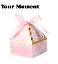 Load image into Gallery viewer, Creative Deluxe Pearl Candy Boxes – Wedding, Birthday & Holiday Favors, Paper Box with Ribbon (3.35in x 3.35in x 4.53in)