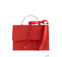 Load image into Gallery viewer, 10PCS Personalized Wedding Favor Gift Boxes – Elegant Candy Boxes with Ribbon & Custom Tags (Beige, Pink, Blue, Red Options)