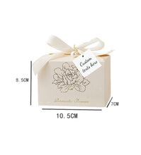 Load image into Gallery viewer, 20pcs Ivory Floral Candy Favor Boxes with Ribbon – Custom Wedding, Bridal Shower, Baby Shower & Party Gift Boxes