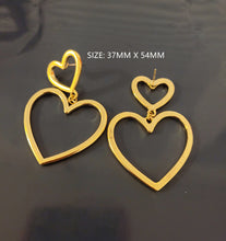 Load image into Gallery viewer, Heart-Shaped Gold Earrings – S925 & Zinc Alloy Statement Jewelry, Gift for Her