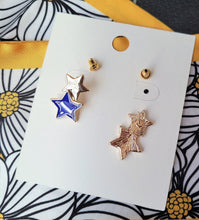 Load image into Gallery viewer, Star-Shaped Gold Earrings – S925 & Zinc Alloy, Fashion Jewelry with Blue Stars, Best Gift for Her