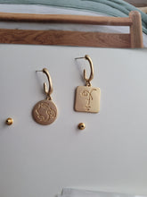 Load image into Gallery viewer, Gold Matte Asymmetrical Face Earrings – Abstract Retro Design with S925 Silver Needle
