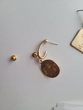 Load image into Gallery viewer, Gold Matte Asymmetrical Face Earrings – Abstract Retro Design with S925 Silver Needle