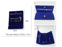 Load image into Gallery viewer, Velvet Travel Jewelry Organizer Case with Gift Bag – Custom Name Option, Luxury Blue Storage for Rings, Earrings & Accessories