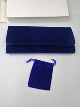 Load image into Gallery viewer, Velvet Travel Jewelry Organizer Case with Gift Bag – Custom Name Option, Luxury Blue Storage for Rings, Earrings & Accessories