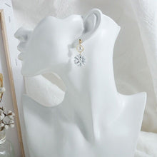 Load image into Gallery viewer, Peal Daisy Gold Earrings |Daisy flower drop earrings, Wedding earrings, Flower girl gift, Ladies White Flower Dangles gold earrings