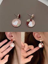 Load image into Gallery viewer, Gold Cat Kitty Earrings – Cute S925 Resin Drop Earrings for Her (3cm Long)