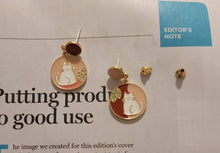 Load image into Gallery viewer, Gold Cat Kitty Earrings – Cute S925 Resin Drop Earrings for Her (3cm Long)