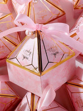 Load image into Gallery viewer, Creative Deluxe Pearl Candy Boxes – Wedding, Birthday & Holiday Favors, Paper Box with Ribbon (3.35in x 3.35in x 4.53in)