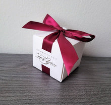 Load image into Gallery viewer, 25PCS White Gift Boxes with Burgundy Ribbon – Wedding, Birthday, Baby Shower & Party Favor Boxes (2.5 x 2.5 x 2.5 in)