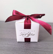 Load image into Gallery viewer, 25PCS White Gift Boxes with Burgundy Ribbon – Wedding, Birthday, Baby Shower & Party Favor Boxes (2.5 x 2.5 x 2.5 in)