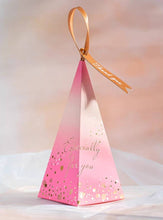 Load image into Gallery viewer, 10 PCS Triangle Wedding Favor Boxes – Candy Gift Boxes for Guests with Ribbon