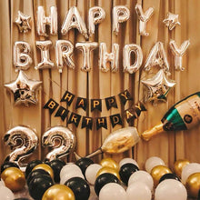 Load image into Gallery viewer, 32in Rose Gold Happy Birthday Balloon Banner – Large Foil Letter Party Decoration