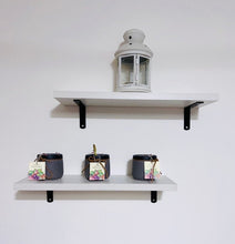 Load image into Gallery viewer, 2PC Canadian Wood Floating Wall Shelves – Rustic Modern Display for Plants, Kitchen & Home Decor (Includes Hardware)