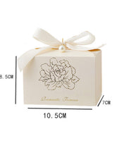 Load image into Gallery viewer, 20pcs Ivory Floral Candy Favor Boxes with Ribbon – Custom Wedding, Bridal Shower, Baby Shower & Party Gift Boxes