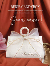 Load image into Gallery viewer, 10PCS Charming Beige Candy Boxes – Wedding Favor Boxes with Ribbon & Gold Foil Embossed Text (Bag-Shaped Design)