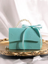 Load image into Gallery viewer, Custom Elegant Embossed Wedding Favor Boxes – Pearl Handle Gift Bags with Ribbon & Optional Tags