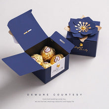 Load image into Gallery viewer, NEW! Custom Navy Blue Candy Favor Boxes – Elegant 3D Flower Gift Box for Weddings & Special Events