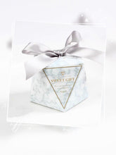 Load image into Gallery viewer, 20PCS Diamond-Shaped Marble Candy Boxes – Elegant Wedding Favor Gift Boxes with Ribbon (2.75x2.75x3in)