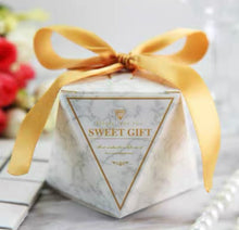 Load image into Gallery viewer, 20PCS Diamond-Shaped Marble Candy Boxes – Elegant Wedding Favor Gift Boxes with Ribbon (2.75x2.75x3in)