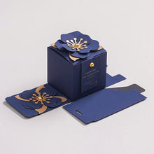 Load image into Gallery viewer, NEW! Custom Navy Blue Candy Favor Boxes – Elegant 3D Flower Gift Box for Weddings & Special Events