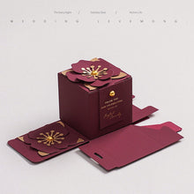 Load image into Gallery viewer, Red 3D Flower Wedding Favor Candy Boxes – Elegant Square Gift Boxes for Anniversary, Party Favors
