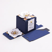 Load image into Gallery viewer, NEW! Custom Navy Blue Candy Favor Boxes – Elegant 3D Flower Gift Box for Weddings & Special Events