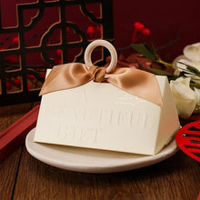 Load image into Gallery viewer, 20PCS Elegant Bridal Shower Favor Boxes – Wedding Party Candy Bags with Ribbon & Wood Handle, Gold Foil Gift Packaging