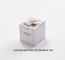 Load image into Gallery viewer, Custom Wedding Favors Candy Box – Elegant 3D Flower Square Gift Box for Weddings & Anniversaries – Personalized Packaging for Guests