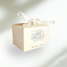 Load image into Gallery viewer, 10 PCS Custom Ivory Favor Boxes with Ribbon – Thank You Candy Boxes for Weddings, Baby Showers, Birthdays, & More