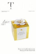Load image into Gallery viewer, Personalized 3D Flower Gold Candy Favor Boxes – Luxury Wedding & Event Gift Boxes with Custom Tags