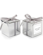 Load image into Gallery viewer, Luxury Silver Metallic Candy Gift Box – Personalized Wedding, Birthday, Christmas & Party Favor (3x3x3in)