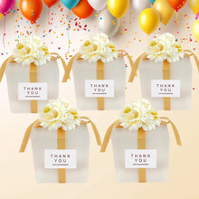 Load image into Gallery viewer, Mini PVC Flower Favor Boxes – Elegant Clear Candy Gift Box with Ribbon for Weddings, Parties, Custom Logo Optional