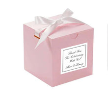 Load image into Gallery viewer, Personalized Wedding Favor Gift Boxes with Ribbon – Custom Candy Boxes for Bridal Shower, Birthday & Party Guests (4x4x4in, Paper + Ribbon)