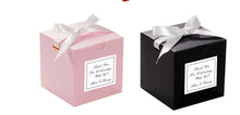 Load image into Gallery viewer, Personalized Wedding Favor Gift Boxes with Ribbon – Custom Candy Boxes for Bridal Shower, Birthday & Party Guests (4x4x4in, Paper + Ribbon)