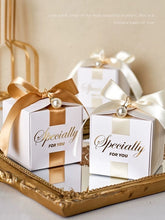 Load image into Gallery viewer, 20 PCS Pearl Ribbon Candy Favor Boxes – Square Gift Boxes for Weddings, Birthdays, & Events