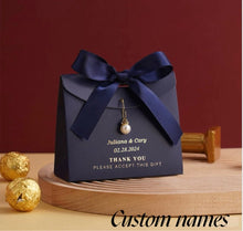 Load image into Gallery viewer, 20 PCS Luxury Pearl Ribbon Candy Bags – Wedding Favor & Gift Bags with Gold Foil Text