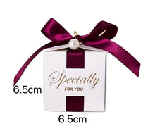 Load image into Gallery viewer, 20 PCS Pearl Ribbon Candy Favor Boxes – Square Gift Boxes for Weddings, Birthdays, & Events