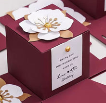 Load image into Gallery viewer, New Arrival Wedding Favors Candy Boxes – Elegant 3D Flower Square Gift Box for Wedding, Anniversary, and Special Event Packaging