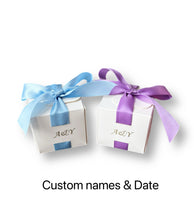 Load image into Gallery viewer, Custom 25 PCS Wedding Favor Gift Boxes – Personalized Candy Boxes with Gold Foil Logo for Guests, Birthdays & Baby Showers