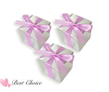 Load image into Gallery viewer, 20PCS Elegant 3x3x3in Candy Favor Boxes – Ribbon Silver Gift Boxes for Weddings, Birthdays, Baby Showers & Business Packaging