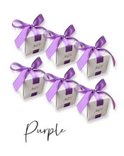 Load image into Gallery viewer, 25PCS Ribbon Candy Boxes Wedding Favors & Party Gifts – Custom Gold Foil Logo Wedding Favors Paper Boxes for Guests