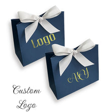 Load image into Gallery viewer, 20PCS Custom Blue Gift Bags with Ribbon – Personalized Foil Logo Favor Bags for Weddings, Parties, Jewelry & Holiday Gifts