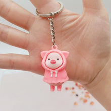 Load image into Gallery viewer, pink raincoat piggy keychain