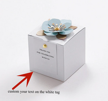 Load image into Gallery viewer, Custom Wedding Favors Candy Box – Elegant 3D Flower Square Gift Box for Weddings & Anniversaries – Personalized Packaging for Guests