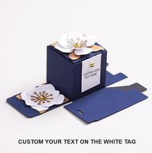 Load image into Gallery viewer, Custom Navy Blue Wedding Favors Candy Packing Boxes/ Elegant 3D Flower Square Gift Box-Modern and Stylish Wedding Favor, Anniversary Favor Gift Box
